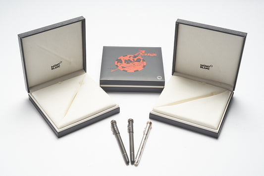 Montblanc Heritage Rouge & Noir Spider Metamorphosis Black Ballpoint Pen ID 117848 + Rouge & Noir Spider Metamorphosis Black Fountain Pen ID 117846 + Rouge & Noir Spider Metamorphosis Black Rollerball Pen ID 117847