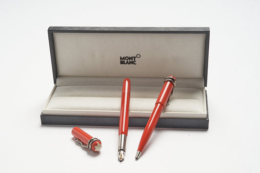 Montblanc Rouge & Noir Special Edition Coral Serpent Fountain Pen ID 114728 + Montblanc Rouge & Noir Special Edition Coral Serpent Rollerball Pen ID 114729