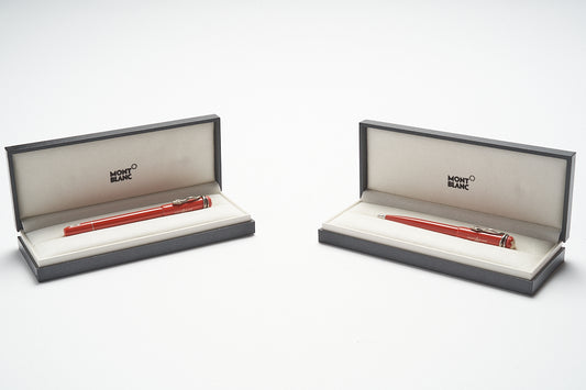 Montblanc Rouge & Noir Special Edition Coral Serpent Fountain Pen ID 114728 + Montblanc Rouge & Noir Special Edition Coral Serpent Rollerball Pen ID 114729