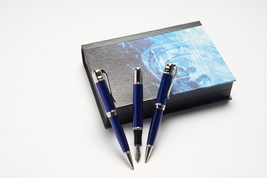 Montblanc Jules Verne Special Edition Fountain Pen ID 8495 + Montblanc Jules Verne Special Edition Rollerball Pen ID 8495 + Montblanc Jules Verne Special Edition Ballpoint Pen ID 8495